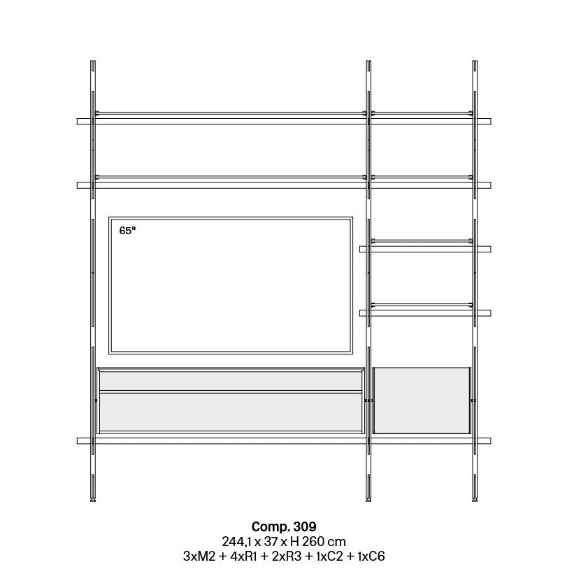 Luxury Wall Mount Shelving TV Unit with wood and extraclear glass