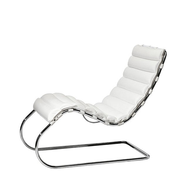 Ludwig Mies Van Der Rohe Lounge Chair MVSEVM Article 327 in White Leather