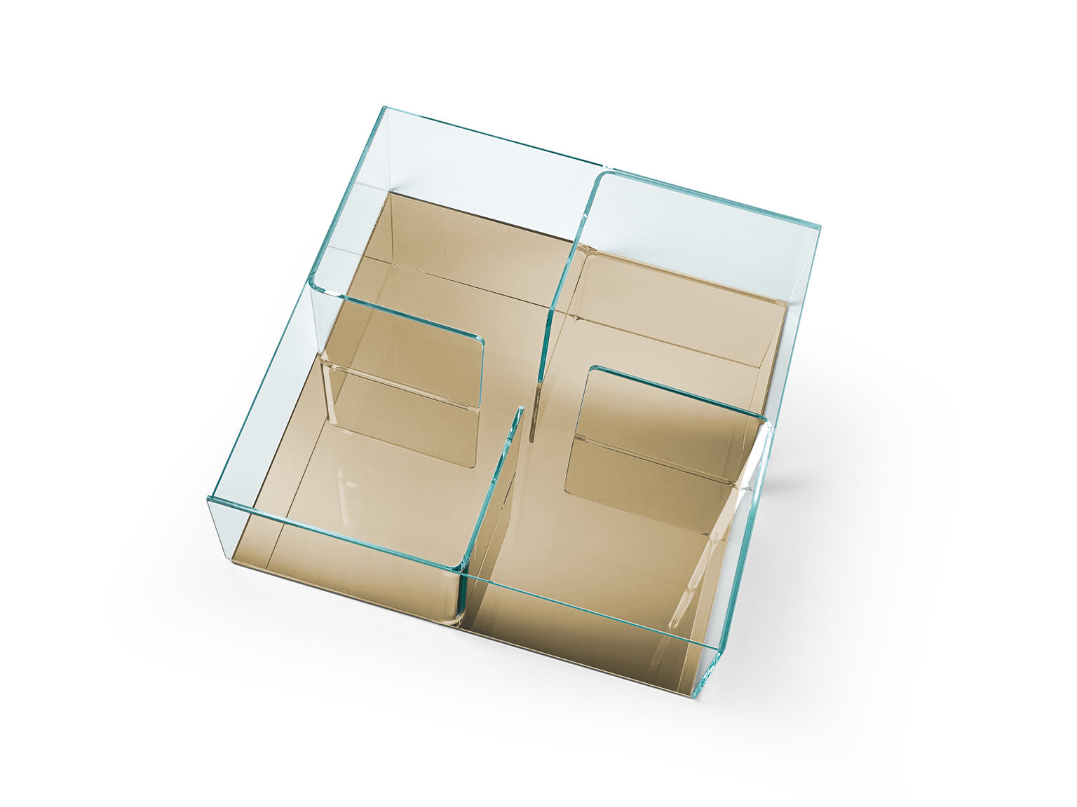 Detail of back-painted glass showing curved glass craftsmanship