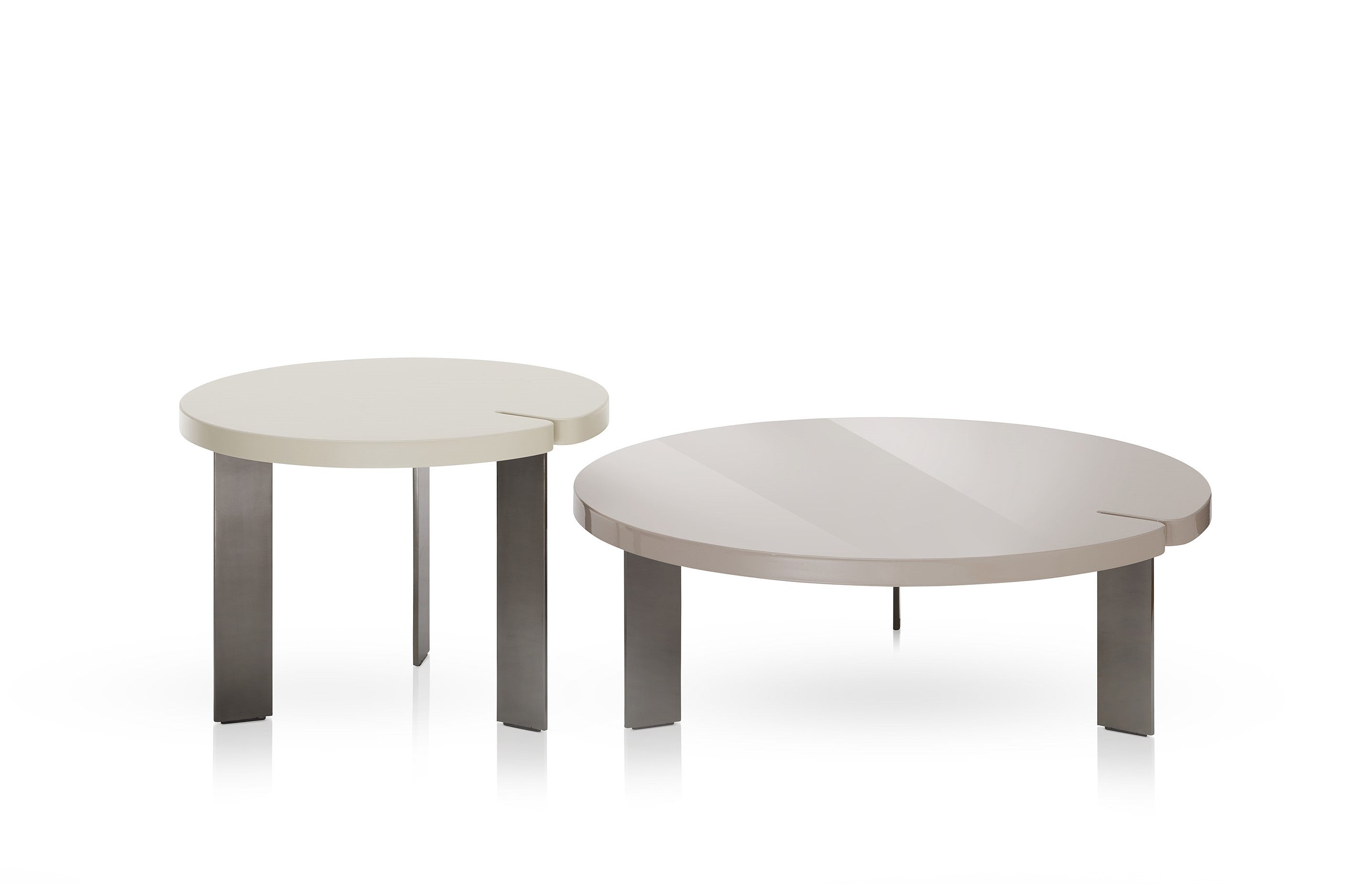 Saba Butter Round Coffee Table Pair