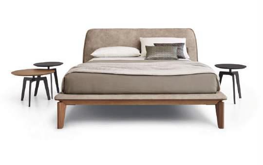 SanGiacomo Peplo Vintage Pelle Leather Bed with Canaletto Walnut