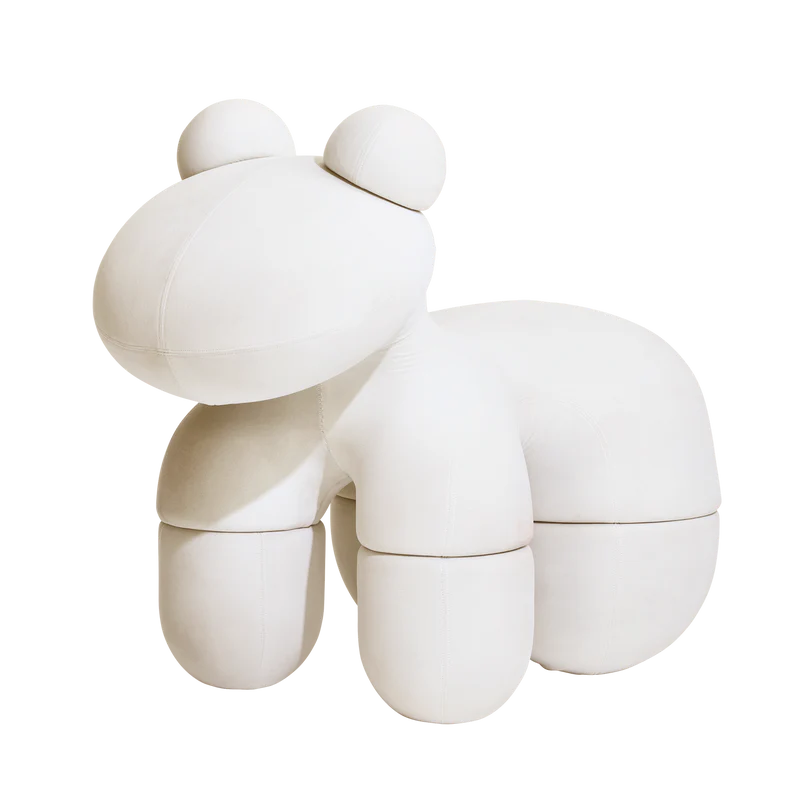 Front view of the Pony Chair by Eero Aarnio in white fabric