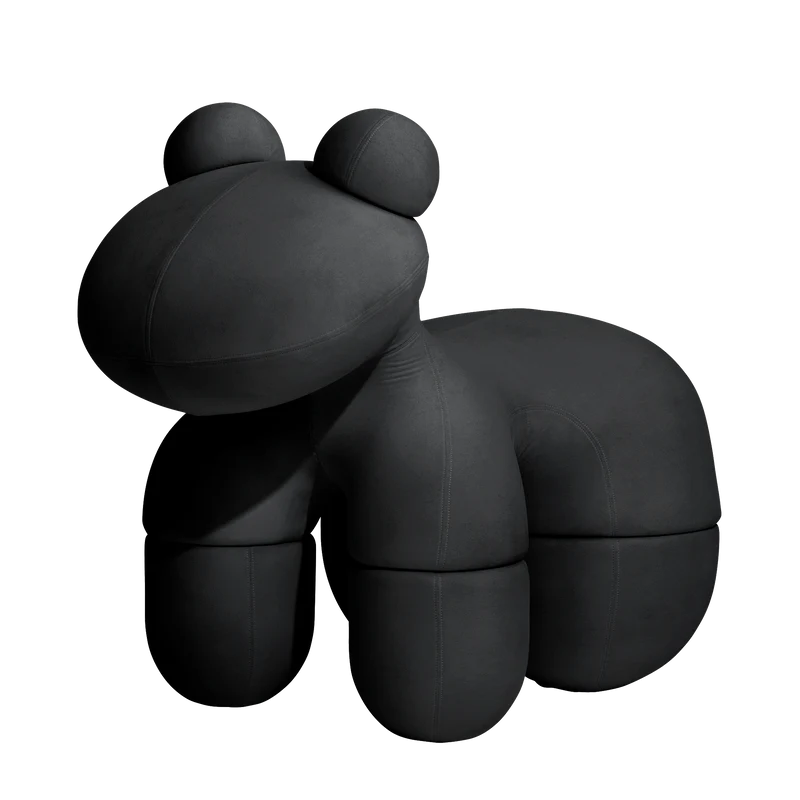 Front view of the Pony Chair by Eero Aarnio in black fabric