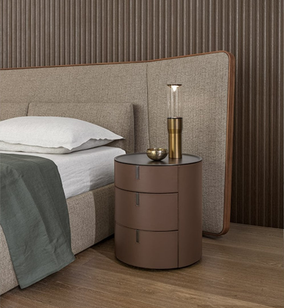 Alivar Round3 Bedside Table - Hide Leather