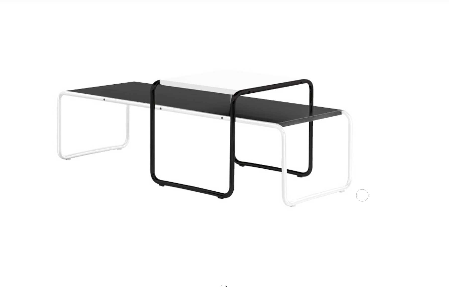Laccio Coffee Table and stool in  with black / white frame and laminate top