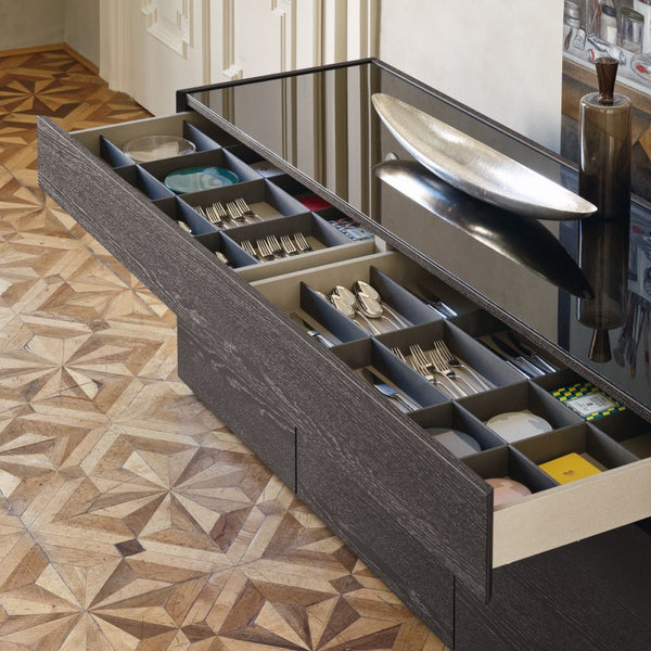 SanGiacomo Cidori High Oak Open-pore Sideboard drawer tray detail