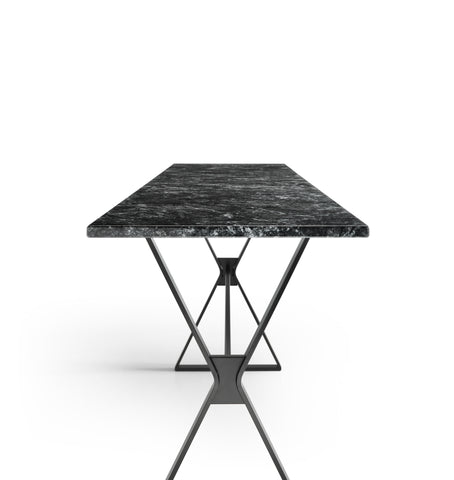 Hype Console Table by FIAM Italia featuring a grey marble top and geometric metal base.