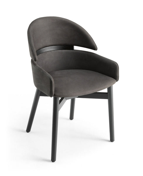 FIAM Easy Lloyd Chair in nubuck leather with black open-pore legs
