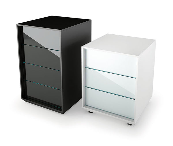 Fiam Luminare Drawer Unit – Modern Glass & Wood File Pedestal