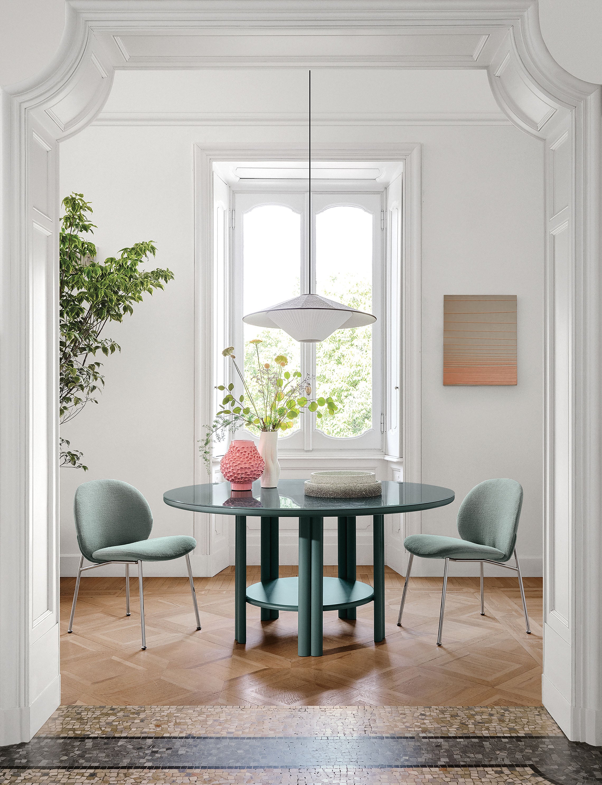 Saba Eucalyptus Dining Table - Glass Top