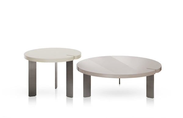 Saba Butter Round Coffee Table Pair