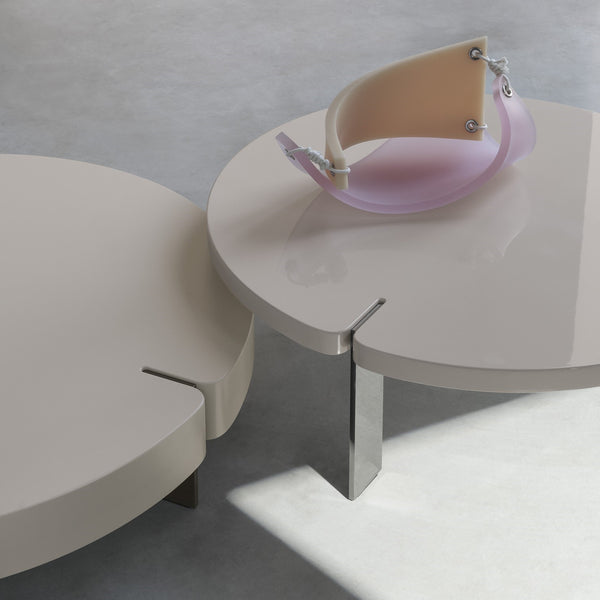 Saba Butter Round Coffee Table Pair