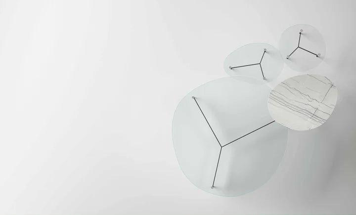 Tonelli After Extraclear Glass and Carrara Marble with Polished Gunmetal Base