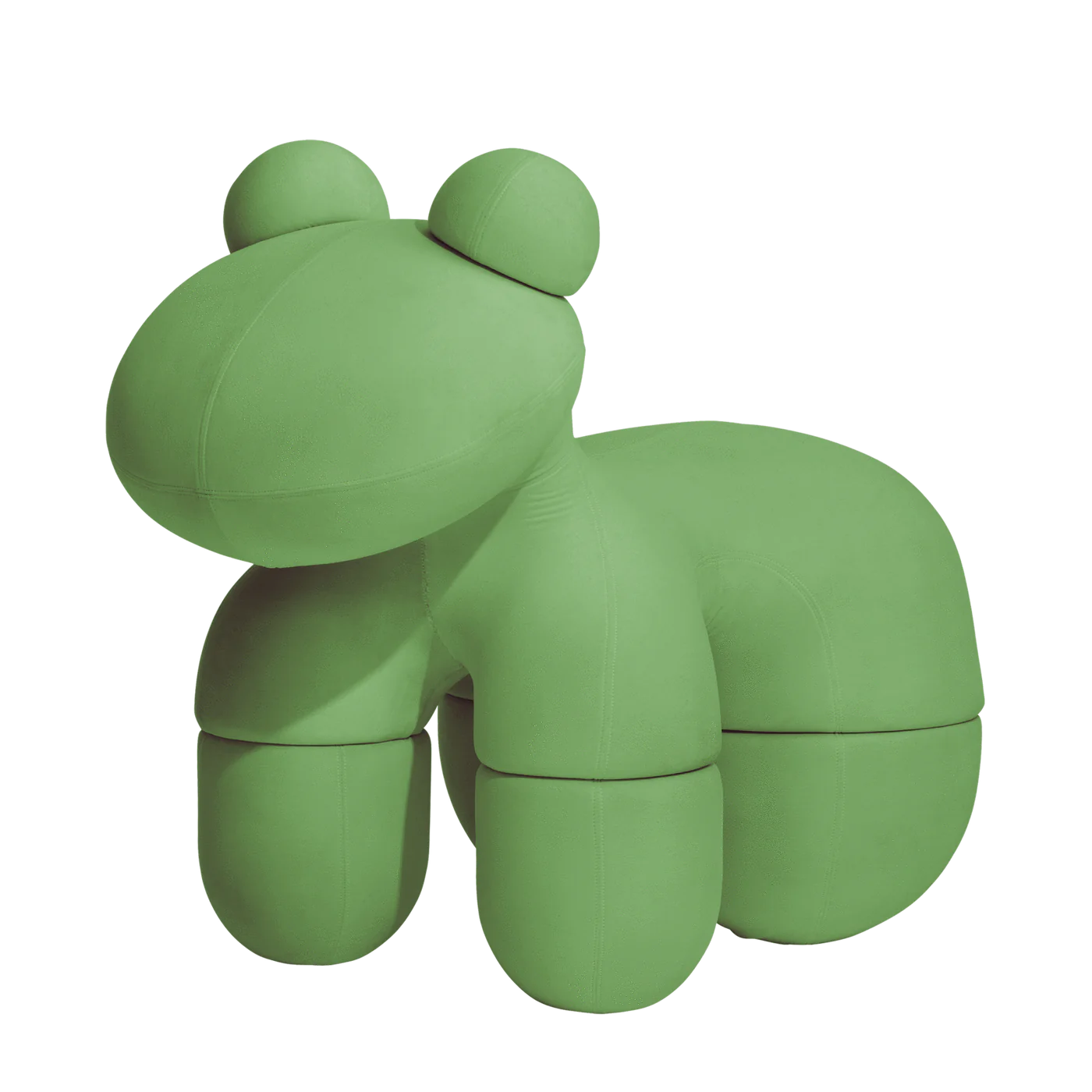 Front view of the Pony Chair by Eero Aarnio in green fabric