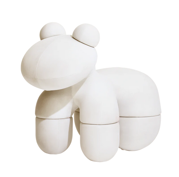 Front view of the Pony Chair by Eero Aarnio in white fabric