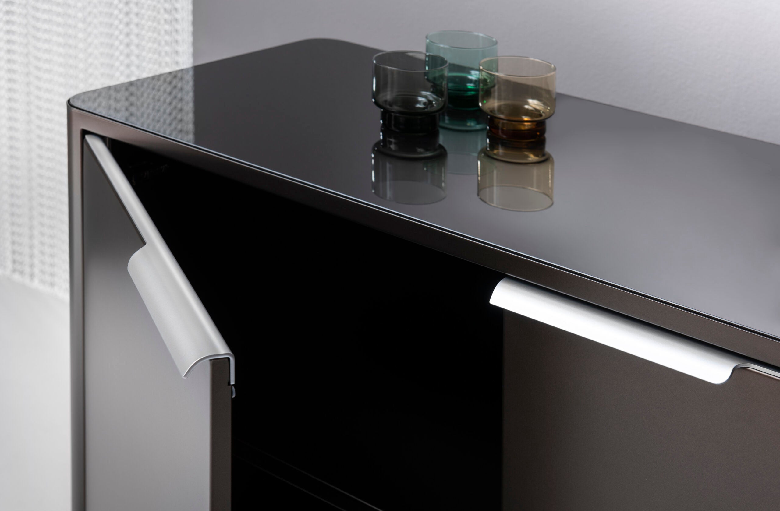 mueller moebel Sideboard S50-H3-3 dark bronze with silver handles