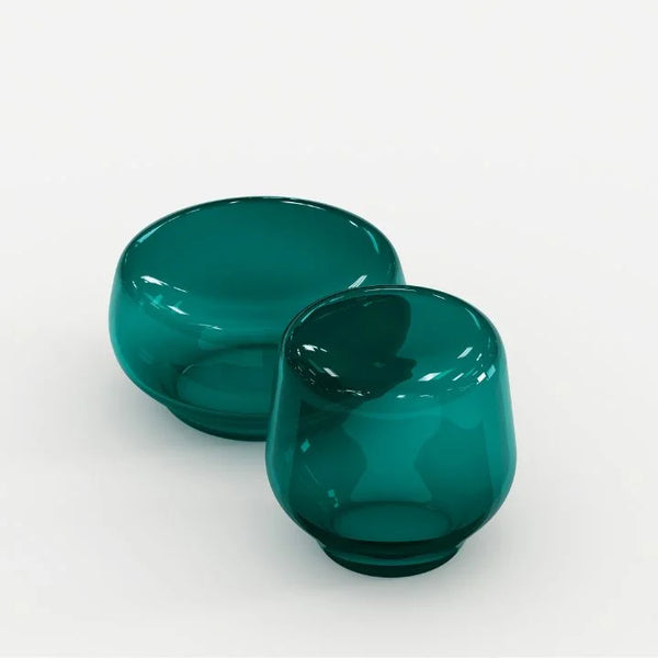 Oasis coffee table made of Murano blown glass in peafowl green color