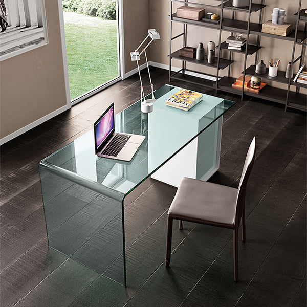 Rialto L Curved Glass Desk FIAM