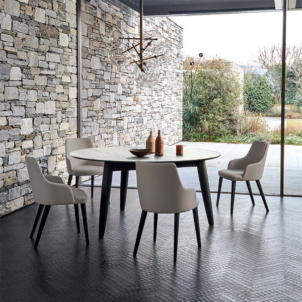 Wood Ceramic Round Dining Table__Convivio_Sangiacomo